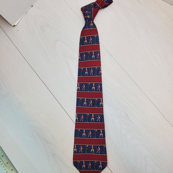 Tommy Hilfiger Other - Tommy Hilfiger Mens Silk Tie Vintage Golfers Navy Burgundy Striped Made in USA